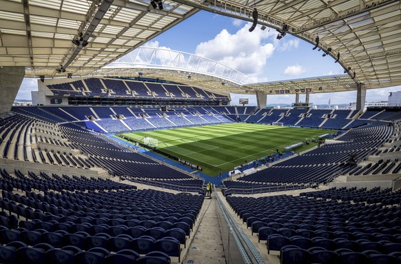 A general view of the Dragao stadium in Porto, Portugal, Tuesday, June 4, 2019. Switzerland will face Portugal Wednesday in a UEFA Nations League semifinal soccer match in Porto. (AP Photo/Luis Vieira ...