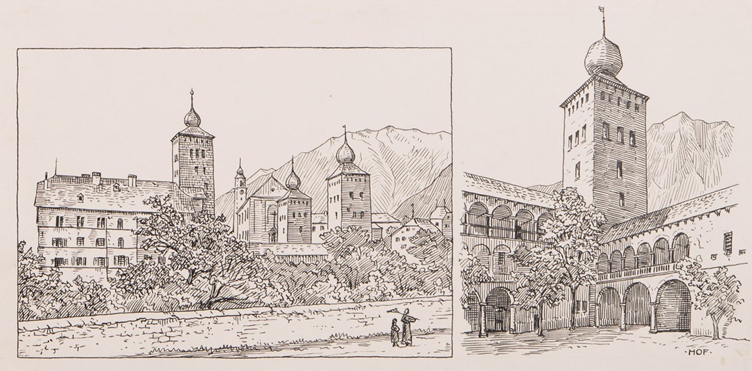 Handzeichnungen des Stockalper Palasts von Roland Anheisser, Bern 1906-1910.
https://permalink.nationalmuseum.ch/100123635