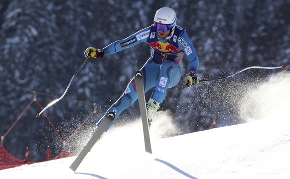 Norway&#039;s Kjetil Jansrud speeds down the course during an alpine ski, men&#039;s World Cup downhill, in Kitzbuehel, Austria, Saturday, Jan. 21, 2017. (AP Photo/Alessandro Trovati)