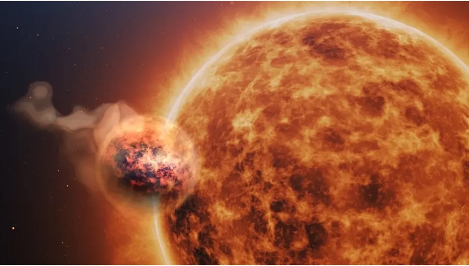 Der &quot;fluffige&quot; Exoplanet: In dieser Darstellung umkreist &quot;WASP-107b&quot; seinen Stern.