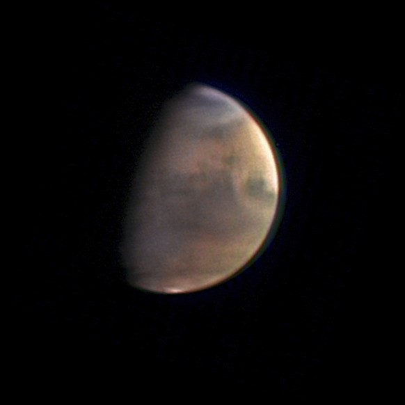 This image provided by the European Space Agency and taken with the ESA&#039;s High Resolution Stereo Camera (HRSC) aboard the Mars Express spacecraft shows Mars as the spacecraft approaches the plane ...
