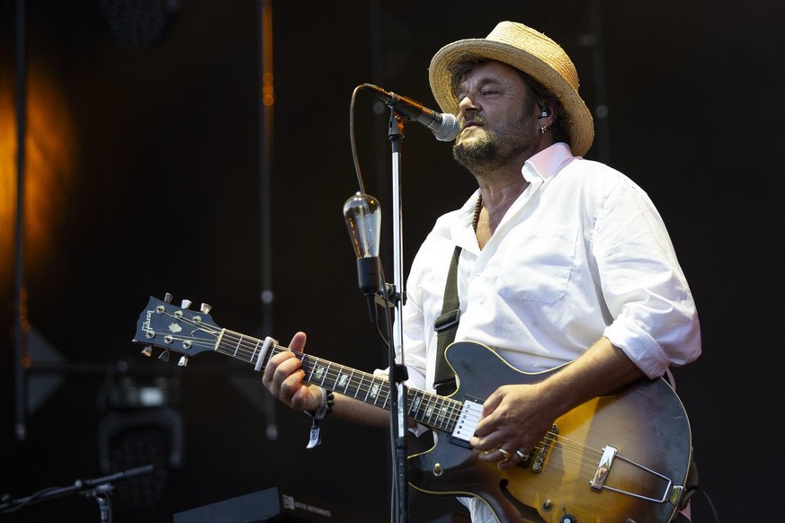 Buene Huber of Swiss band &#039;Patent Ochsner&#039; performs on the main stage during the 36th edition of the Gurten music open air festival in Bern, Switzerland, Friday, July 19, 2019. The open air  ...