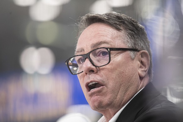 Lugano&#039;s Head Coach Chris Mcsorley, during the preliminary round game of National League A (NLA) Swiss Championship 2022/23 between, HC Ambri Piotta against HC Lugano at the Gottardo Arena in Amb ...