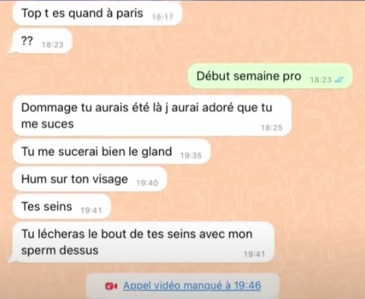 Messages montrés par BFM TV. Sébastien Cauet accusé de viol.