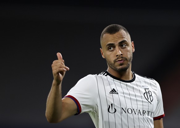 FC Basel&#039;s Arthur Cabral reacts during the Europa League quarter finals soccer match between FC Shakhtar Donetsk and FC Basel at the Veltins-Arena in Gelsenkirchen, Germany, Tuesday, Aug. 11, 202 ...