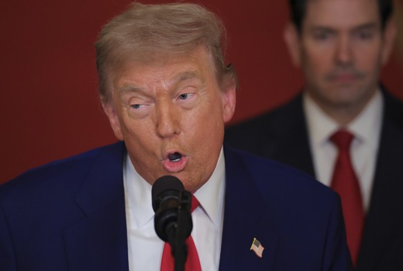 President Donald Trump speaks from the East Room of the White House in Washington, Saturday, June 21, 2025, after the U.S. military struck three Iranian nuclear and military sites, directly joining Is ...