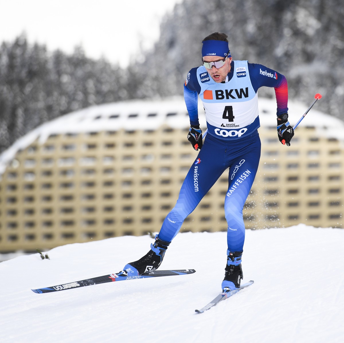 Erwan Kaeser of Switzerland during the men's 15km free style competition at the Davos Nordic FIS Cross Country World Cup in Davos, Switzerland, on Sunday, December 13, 2020. (KEYSTONE/Gian Ehrenz ...