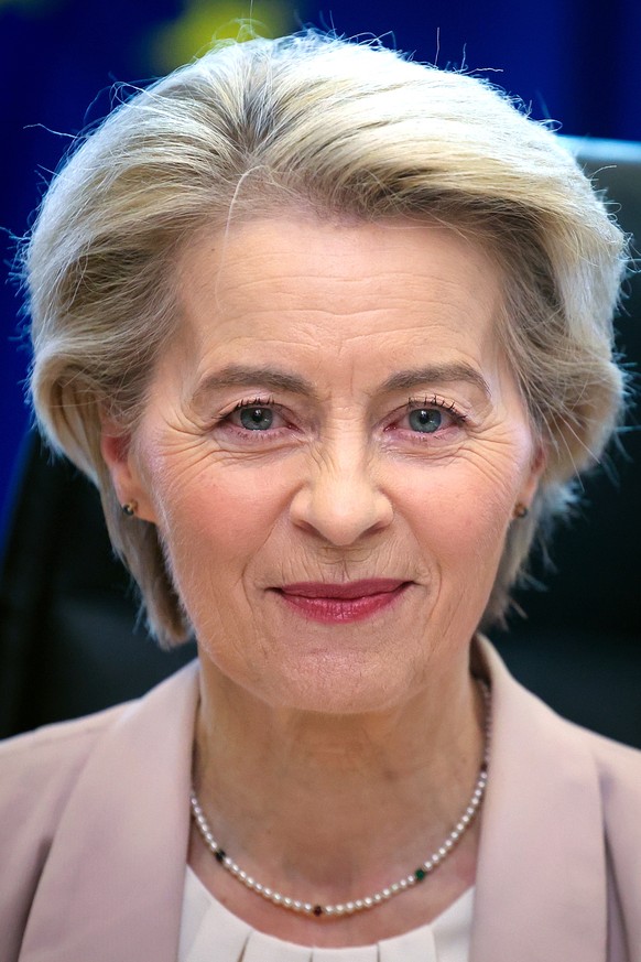 epa11937546 European Commission President Ursula von der Leyen looks on as she attends the Strategic Dialogue on the Future of the European Automotive Industry, at the European Commission (EC) in Brus ...