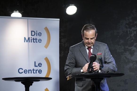 Gerhard Pfister, Nationalrat und Praesident von der Mitte Partei, spricht am Dreikoenigsgespraech, am Freitag, 6. Januar 2023, in Bern. (KEYSTONE/Peter Schneider)