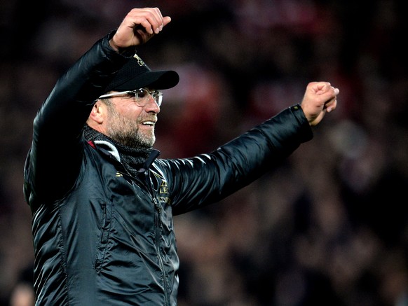 epa07554714 Liverpool&#039;s head coach Juergen Klopp reacts after winning the UEFA Champions League semi final second leg soccer match between Liverpool FC and FC Barcelona in Liverpool, Britain, 07  ...