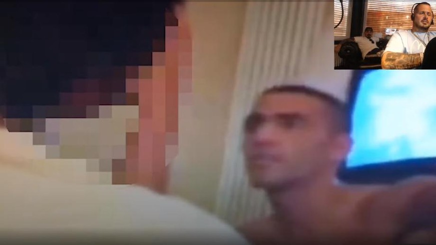 Der verpixelte Screenshot zeigt eine Szene aus dem Video mit dem jungen Bushido.