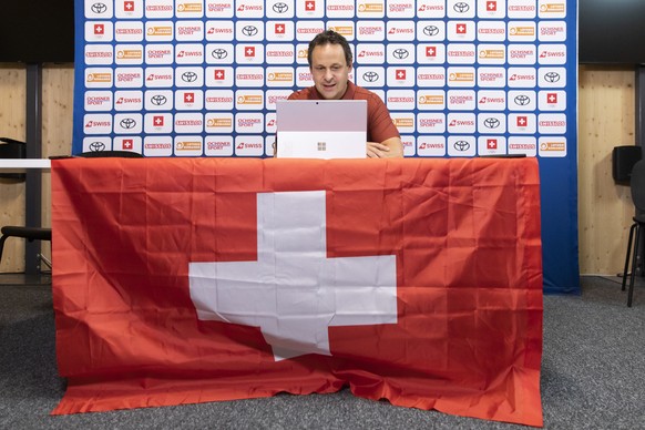 Swiss Olympic Chef de Mission Ralph Stoeckli speaks at the final media conference at the 2020 Tokyo Summer Olympics in Tokyo, Japan, on Sunday, August 08, 2021. (KEYSTONE/Peter Klaunzer)