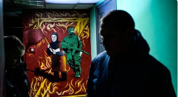 Soviet nostalgia in the former torture prison of Kuyansk.