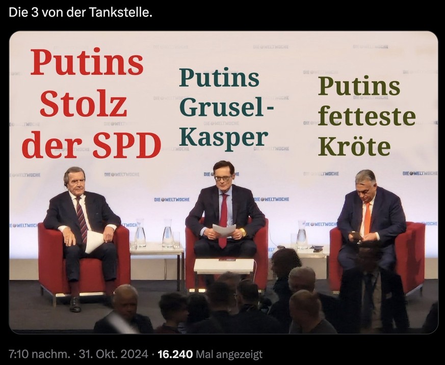 Meme zu Schröder, Köppel und Orban