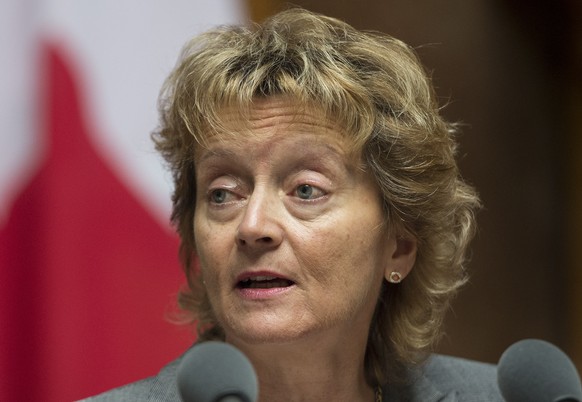 Bundesraetin Eveline Widmer Schlumpf spricht im Nationalrat an der Herbstsession der Eidgenoessischen Raete, am Dienstag, 16. September 2014, in Bern. (KEYSTONE/Peter Schneider)