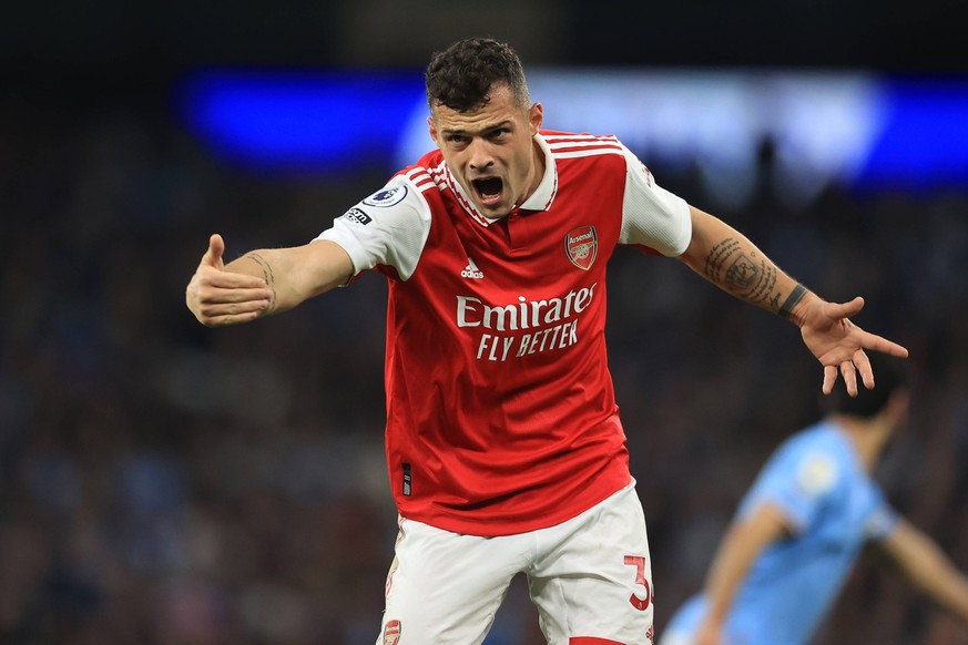 Manchester City v Arsenal 26 April 2023 Manchester - Premier League - Manchester City v Arsenal - Granit Xhaka of Arsenal - Photo: Simon Stacpoole / Offside. Manchester UK *** Manchester City gegen Ar ...