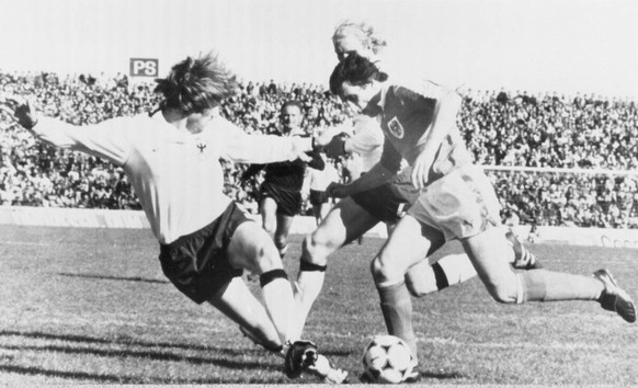 In this June 21, 1978 photo Austria&#039;s forward Johann Krankl is about to score the third goal for Austria, in the World Cup game against West Germany, at the Cordoba Stadium, Argentina. Defending  ...