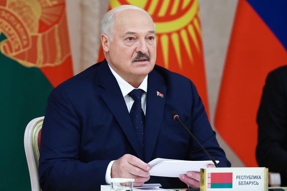 FILE - Belarusian President Alexander Lukashenko attends a meeting of the Supreme Eurasian Economic Council on the sidelines of the Eurasian Economic Forum in Minsk, Belarus, June 27, 2025. (Alexander ...