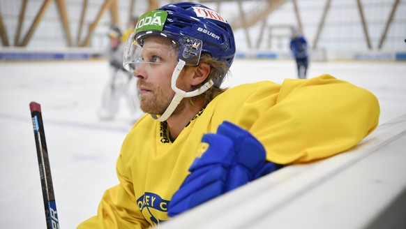 Neuzugang Mattias Tedenby, aufgenommen im Training des HC Davos, am Donnerstag, 5. September 2019, in Davos. (KEYSTONE/Gian Ehrenzeller)