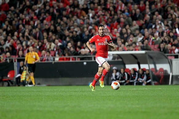 LISBON, PORTUGAL FEB - 27, 2014 : Amorim of Benfica in action during the UEFA Europa League game Benfica SL vs Paok on February 27, 2014.