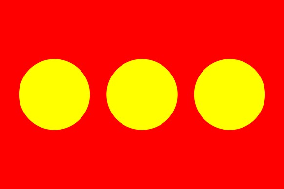 Flagge der Freistadt Christiania in Kopenhagen
https://de.wikipedia.org/wiki/Freistadt_Christiania#/media/Datei:Flag_of_Christiania.svg