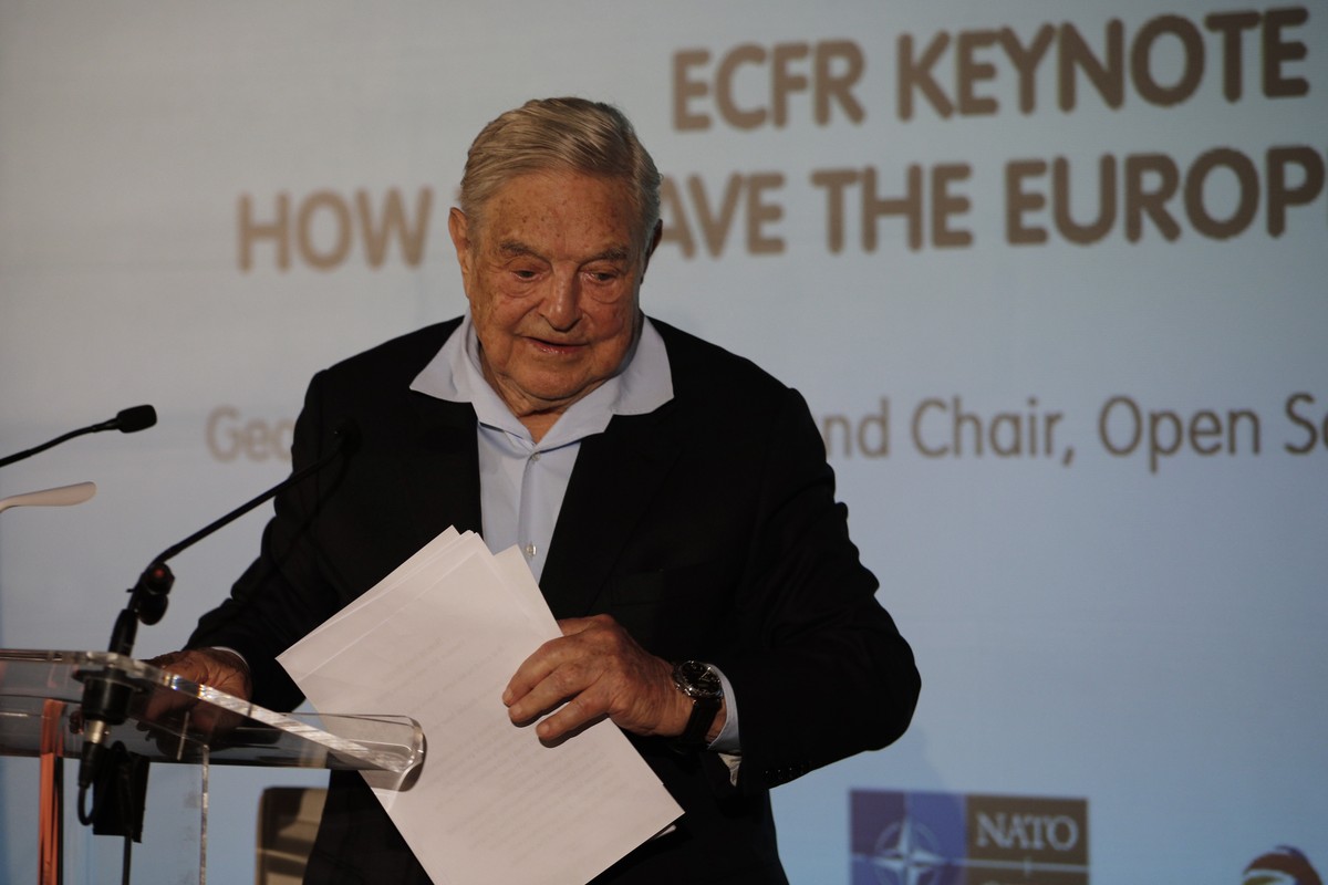 George Soros, Founder and Chairman of the Open Society Foundations leaves after his speech entitled "How to save the European Union" as he attends the European Council On Foreign Relations A ...