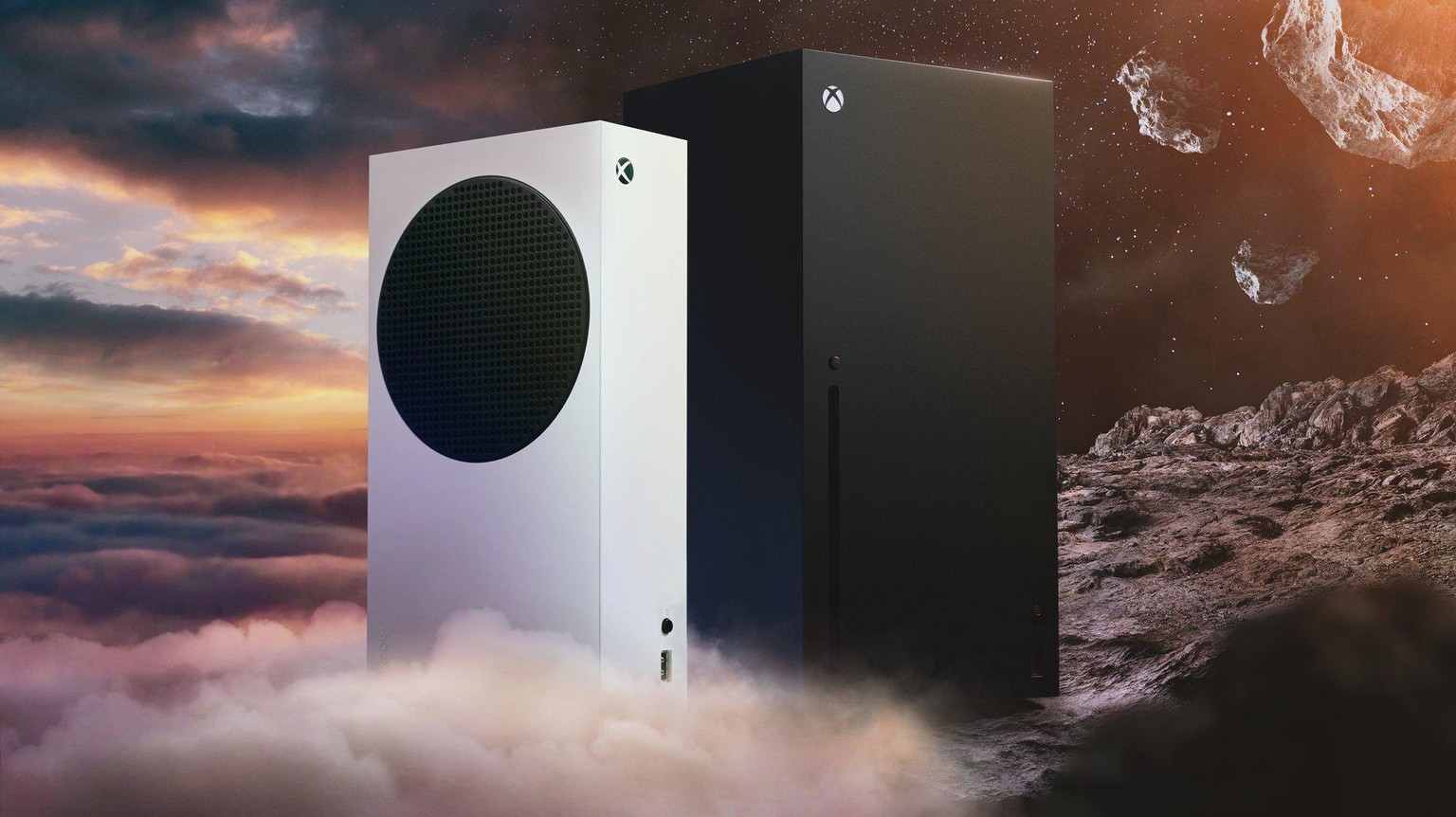 Xbox Series S und die grössere Xbox Series X.