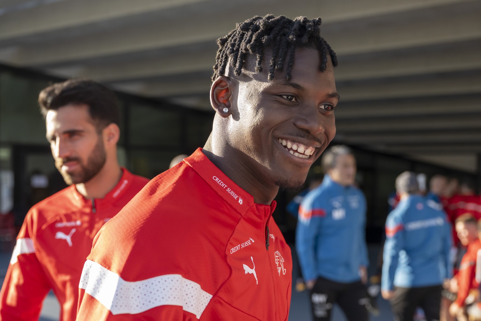 ARCHIVBILD ZU PLANUNG COMEBACK VON BREEL EMBOLO --- Breel Embolo beim Training der Schweizer Fussball Nationalmannschaft in Basel, am Montag, 20. Maerz 2023. (KEYSTONE/Georgios Kefalas)