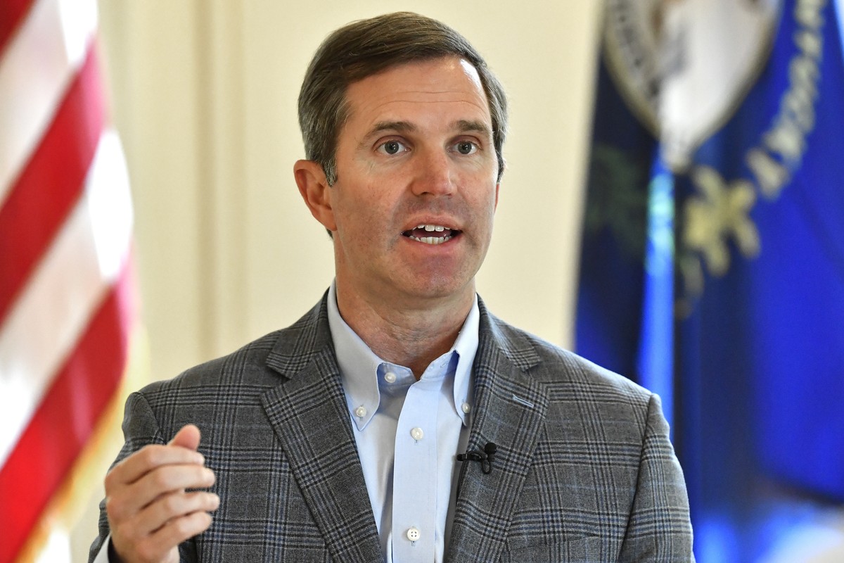Kentucky Gov. Andy Beshear speaks during an interview at the Kentucky State Capitol in Frankfort, Ky., Monday, July 22, 2024. (AP Photo/Timothy D. Easley)
Andy Beshear
