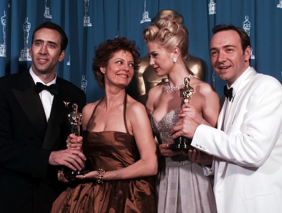 From left, Best Actor Nicolas Cage, Best Actress Susan Sarandon, Best Supporting Actress Mira Sorvino and Best Support Actor Kevin Spacey pose with their awards at the 68th Annual Academy Awards in Lo ...