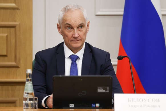 In this photo provided by The Federation Council of The Federal Assembly of The Russian Federation Press Service, Andrei Belousov, candidate for Russian Defense Minister speaks during a meeting with m ...