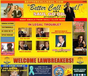 «Von der Parbusse bis zum Massenmord», begrüsst uns Advokat Goodman auf «seiner» Website: «You are breaking bad? You better call Saul!».
