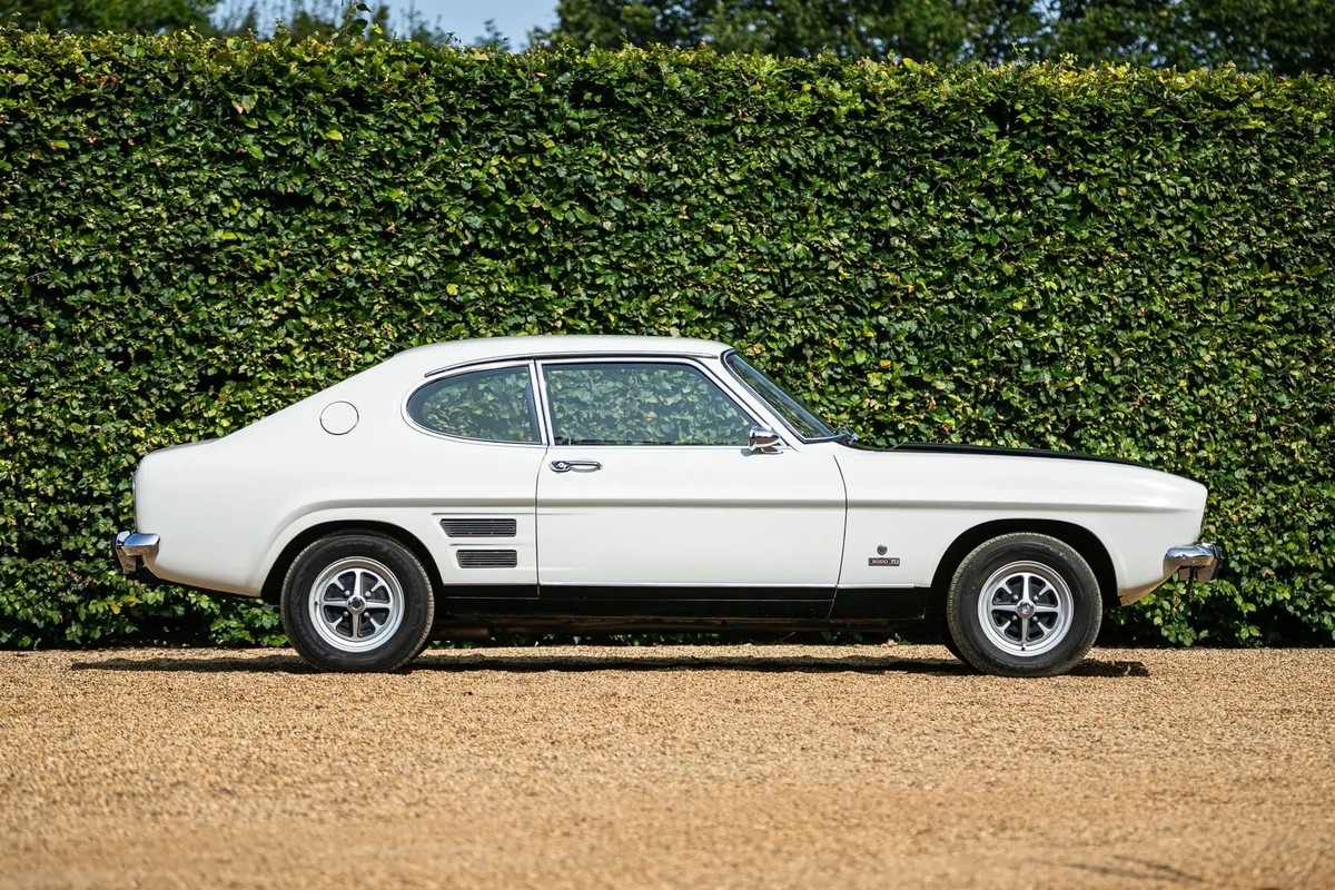 Jamie Oliver's 1970 Ford Capri 3000GT – with the Essex V6.
https://www.classiccarauctions.co.uk/1970-ford-capri-3000gt-mk1-recc32267-1-stoneleigh-0924?pn=1&amp;el=6759&amp;pp=100