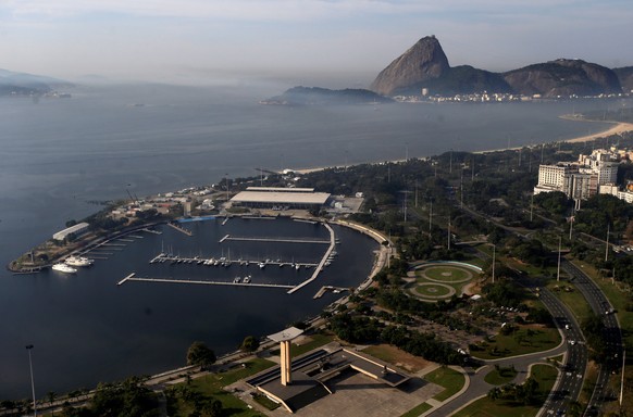 An aerial view shows the Marina da Gloria, which will host the sailing at the 2016 Rio Olympics, in Rio de Janeiro, Brazil, July 16, 2016. REUTERS/Ricardo Moraes