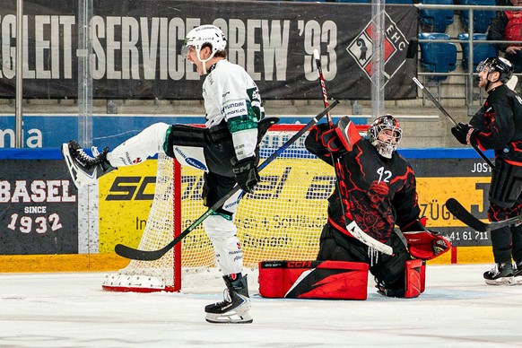 Basel, Switzerland, October 31 2025: Jules Sturny in action during the Swiss League Ice hockey, Eishockey game between EHC Basel and EHC Olten at Eishalle St. Jakob-Arena in Basel, Switzerland. Marc M ...