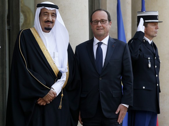 Thronfolger Salman auf Besuch bei Frankreichs Präsident François Hollande (September 2014).
