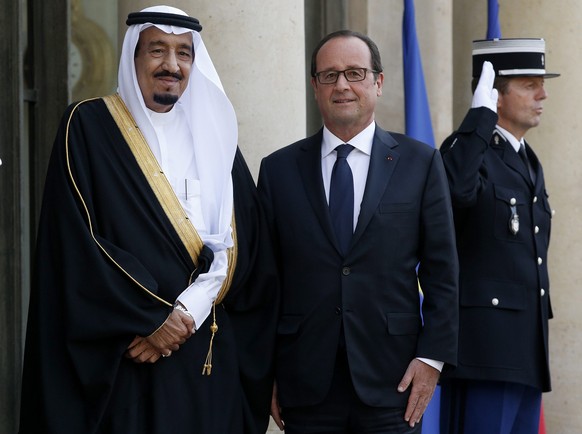 Thronfolger Salman auf Besuch bei Frankreichs Präsident François Hollande (September 2014).