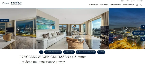 Neue Bewohner gesucht: So wird eine Wohnung im Renaissance-Tower angepriesen.