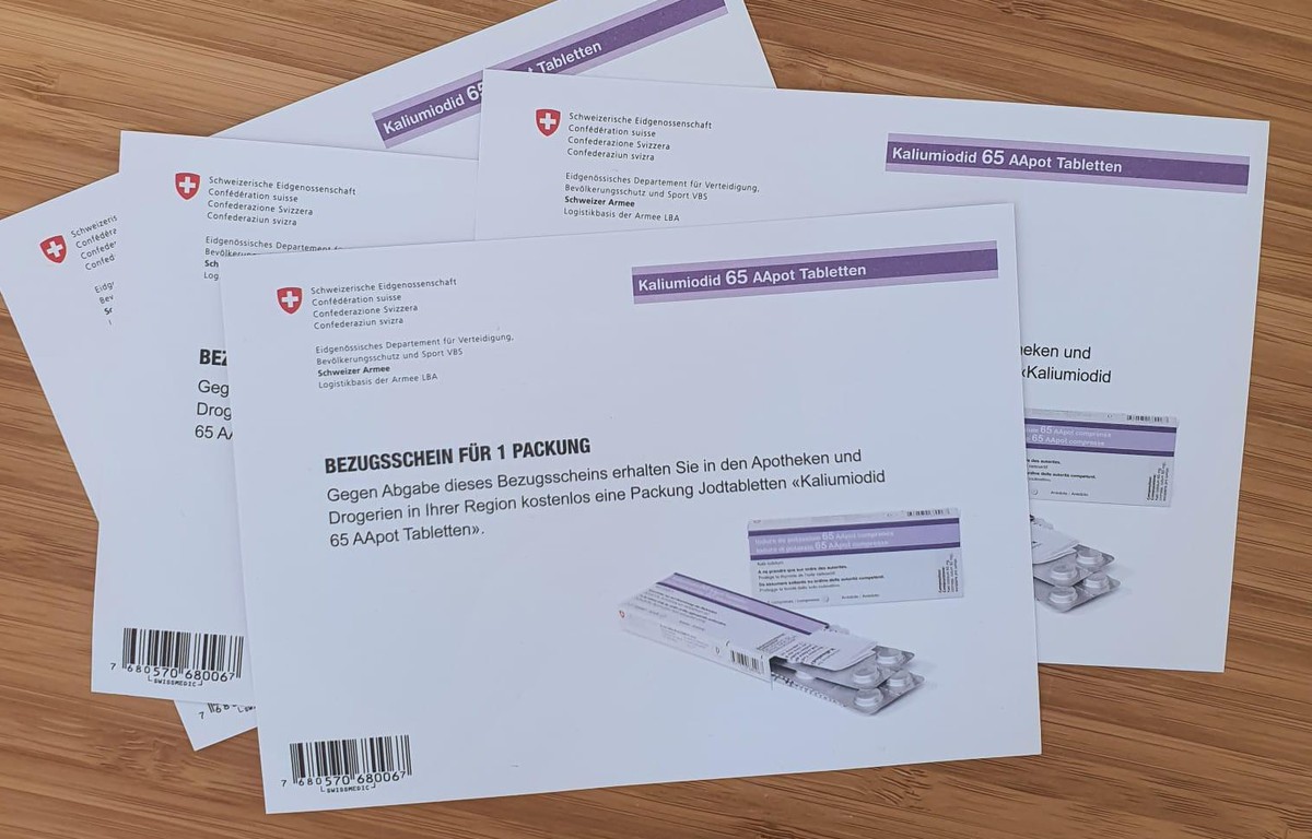 Bezugschein für eine Packung Jodtabletten.