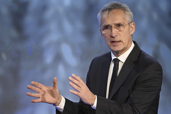 FILE – NATO Secretary General Jens Stoltenberg speaks at the annual Society and Defense Conference in Salen, Sweden, on January 8, 2023. Stoltenberg said Monday, January 9, 2023 that Sweden has done what…