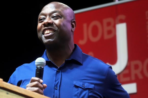 FILE - U.S. Senator Tim Scott, RS.C., speaks at a fundraiser in Anderson, SC, Aug. 22, 2022. Scott will face Democrat Krystle Matthews and an independent opponent in his bid for re-election on Nov. 8, 2022. .