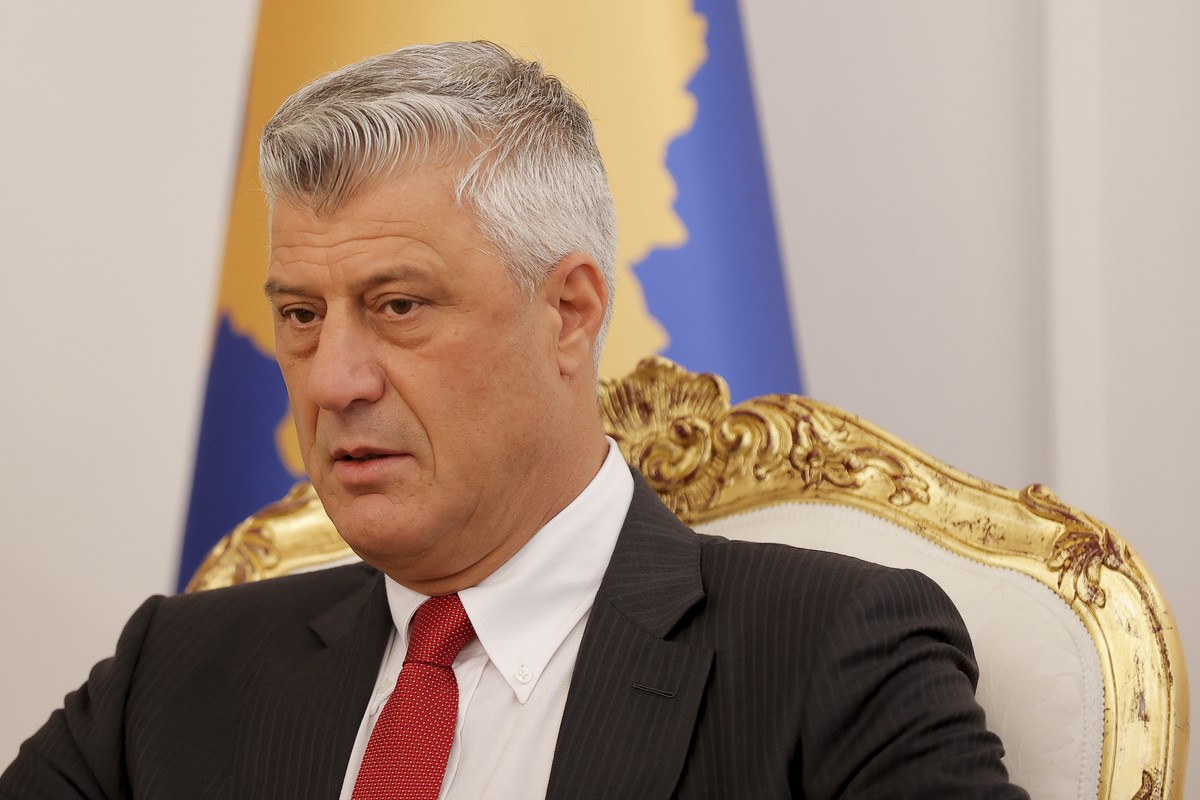 epa08799867 (FILE) - President of the Republic of Kosovo Hashim Thaci during a meeting with EU Special Representative for the Pristina-Belgrade Dialogue Miroslav Lajcak (not in picture) in Pristina, K ...