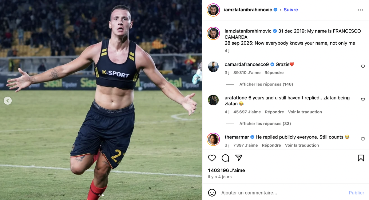Le post publié par Ibrahimovic sur Instagram.