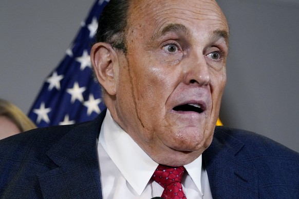 Former Mayor of New York Rudy Giuliani, a lawyer for President Donald Trump, speaks during a news conference at the Republican National Committee headquarters, Thursday Nov. 19, 2020, in Washington. ( ...