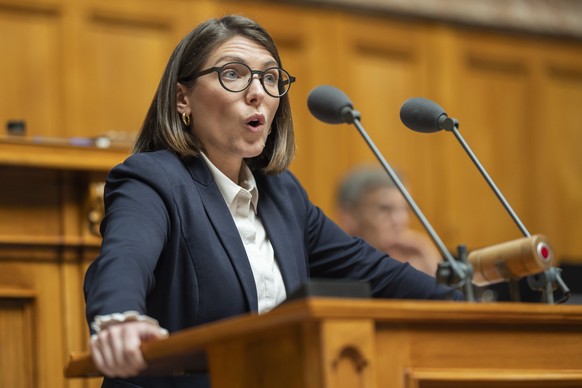 Franziska Ryser, GP-SG, spricht an der Sommersession der Eidgenoessischen Raete, am Mittwoch, 4. Juni 2025 im Nationalrat in Bern. (KEYSTONE/Til Buergy)