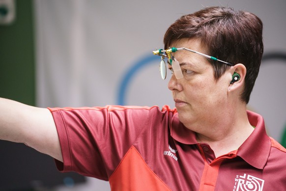 Heidi Diethelm Gerber, Pistole 10m und 25m am Swiss Shooting Olympia Team Medientreff, am Freitag, 2. Juli 2021 in Luterbach. (KEYSTONE/Manuel Lopez)