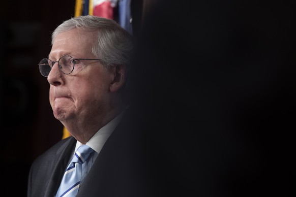 epa10092762 Senate Minority Leader Mitch McConnell participates in a news conference with fellow Senate Republicans on Capitol Hill in Washington, DC, USA, 26 July 2022. The Senate voted to advance a  ...