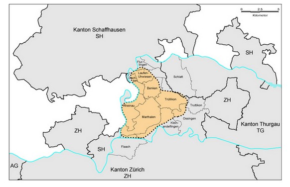 Zürich Nordost:&nbsp;Im orange ausgeschiedenen Standortgebiet könnten die unterirdischen Anlagen für ein geologisches Tiefenlager für hochaktive Abfälle im Opalinuston gebaut werden.&nbsp;