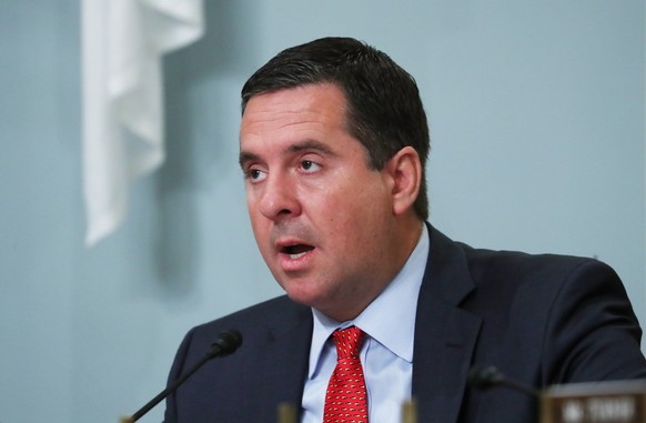 epa09137157 Ranking Member Devin Nunes speaks during the House Permanent Select Committee on Intelligence holds its annual World-Wide Threat Hearing at the US Capitol in Washington DC, USA, 15 April 2 ...