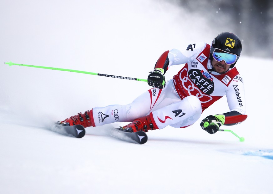 Austria&#039;s Marcel Hirscher competes during the first run an alpine ski, men&#039;s World Cup giant slalom in Alta Badia, Italy, Sunday, Dec. 17, 2017. (AP Photo/Marco Trovati)